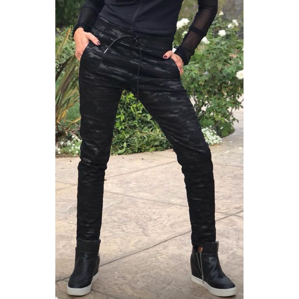 Bevy Flog Camo Joggers Womens 28 Grey Black Camouflage Drawstring Pants Israel